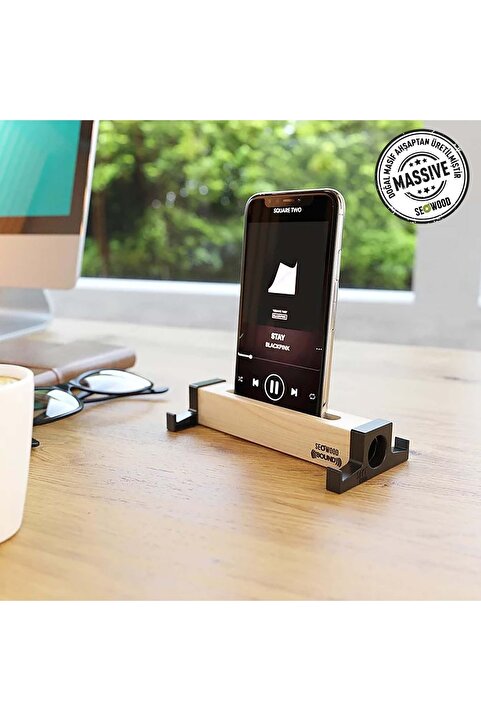 SEOWOOD Ahşap Akustik Telefon & Tablet Standı. Ses Artırma Ve Sese Akustik Katma Özelliği Stero Ses Kalitesi