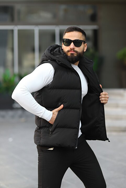 S&M CLOTHİNG Yeni Sezon Kapüşonlu Su Geçirmez Şişme Yelek