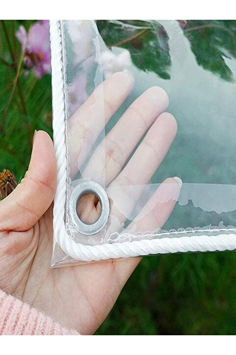 saran branda 100x200 Şeffaf Branda Kış Bahçe Perdesi 0,80mm Su Geçirmez Kapsüllü