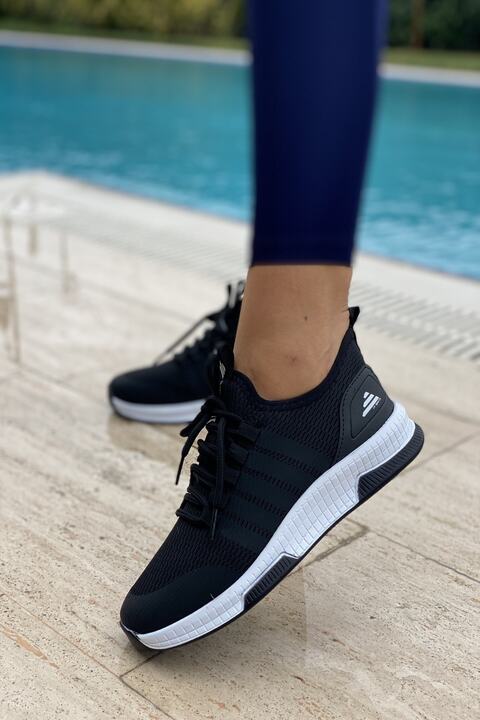 İnan Ayakkabı Unisex Siyah Triko Sneaker Spor Ayakkabı