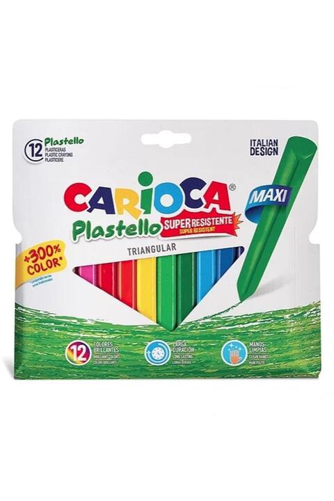 Carioca Jumbo Üçgen Yıkanabilir Pastel Boya Kalemi 12'li