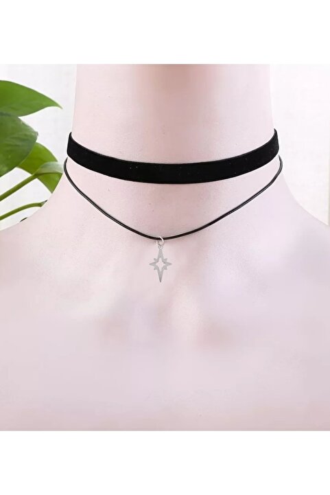 TakıConcept Kuzey Yıldızı Detaylı Ikili Boyun Kolye Kadın Choker, Kadın Kolye