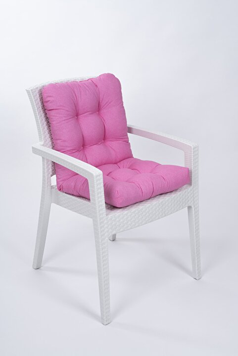 ALTINPAMUK Candy Pofidik Arkalıklı Pembe Sandalye Minderi Özel Dikişli Bağcıklı 43x88 Cm