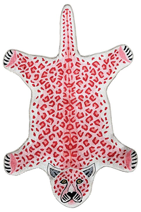 Rugs Modern Halı Mira 922 Pembe Kaplan Figürlü Dokuma Taban Halı