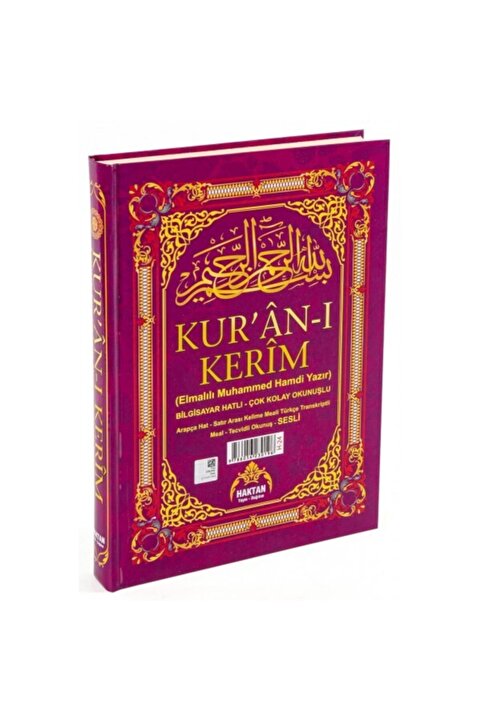 Haktan Yayın Dağıtım Kur'an-ı Kerim 5'li Türkçe Okunuş Ve Kelime Mealli Rahle Boy (19x28) Mor Renk