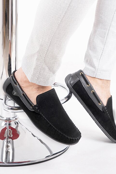 zincirport Erkek Siyah Süet Loafer Ayakkabı