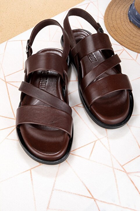 Ducavelli Roma Hakiki Deri Erkek Sandalet, Hakiki Deri Sandalet, Ortopedik Taban Sandalet, Hafif Der