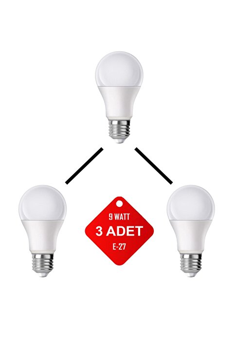 Trend Kitchen Tasarruflu 3 Adet Beyaz Renk Led Ampul (e-27 Uyumlu) 9,3 Watt Edsn