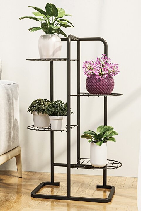 Bino 4 Katlı Metal Çiçeklik Dekoratif Lüks Bahçe Mobilyası  Bahçe Balkon Rafı