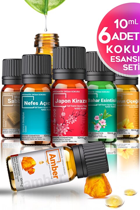 Cem Cosmetics Renkli Set Uçucu Yağ & Esansiyel Yağ 6'lı Oda Kokusu Buhardanlık Ve Difüzör Koku Seti 6x10ml