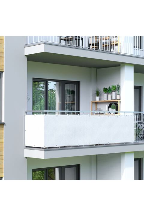 Tentecim Gölgelendirme 3 Mt X 65 Cm Beyaz Renk Balkon Demiri Brandası Su Geçirmez