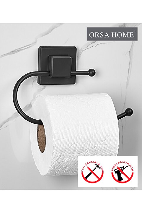 ORSA HOME 903 Kare Yapışkanlı Wc Kağıtlık Mat Siyah