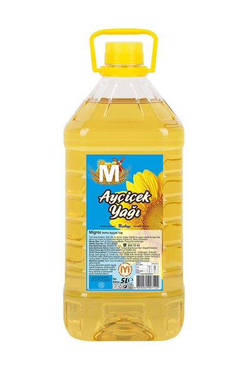 Migros Ayçiçek Yağı 5 lt Köşeli Pet Şişe