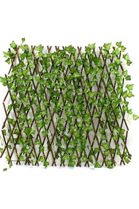 bimbambom Yapay Sarmaşık Çit 70x250 Cm, Açılır Kapanır Ahşap Akordiyon Çit, Dekoratif Bahçe Çiti
