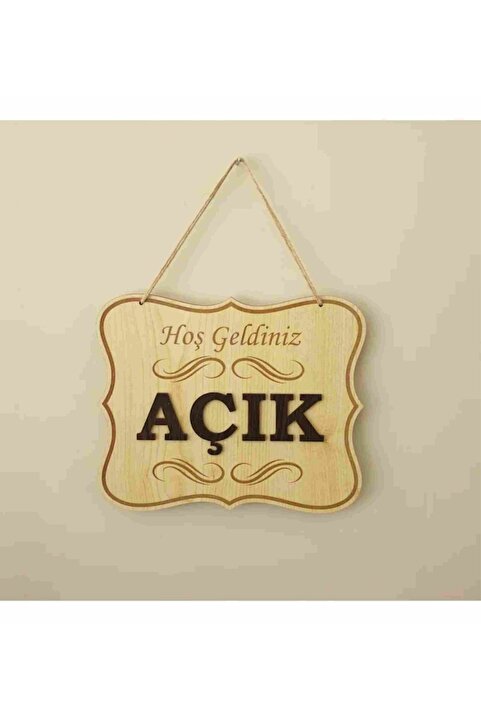Farklı Hediyelik Açık Kapalı Yazılı Levha Ahşap Kabartma Mağaza Kapı Yönlendirme.
