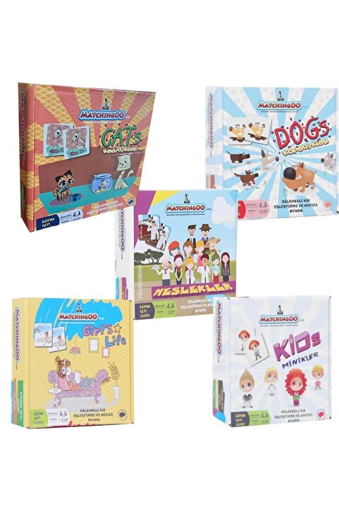 Mr Toy Matchingoo Eşleştirme-hafıza Kartları Seti: Cats, Dogs, Meslekler, Girl's Life, Kids, Teenage Girl