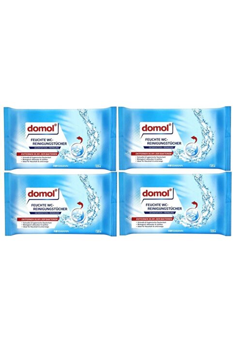 Domol Tuvalet Hijyeni Için Islak Temizlik Bezi 4 X 15 Adet