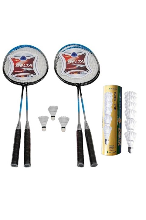 Delta 4 Adet Badminton Raketi + Çantası + 9 Adet Orta Hız Sevenler İçin Badminton Topu Seti