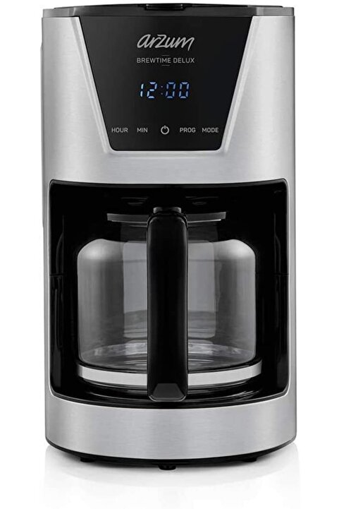 Arzum AR3081 Brewtime Delux Filtre Kahve Makinesi, 1.5 L Geniş Kapasite, 19x33x25 Cm, Inox