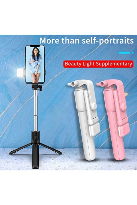JUNGLEE Bluetooth Lu Led Işıklı Selfie Çubuğu Uzaktan Kumandalı Yatay Özçekim Tripod