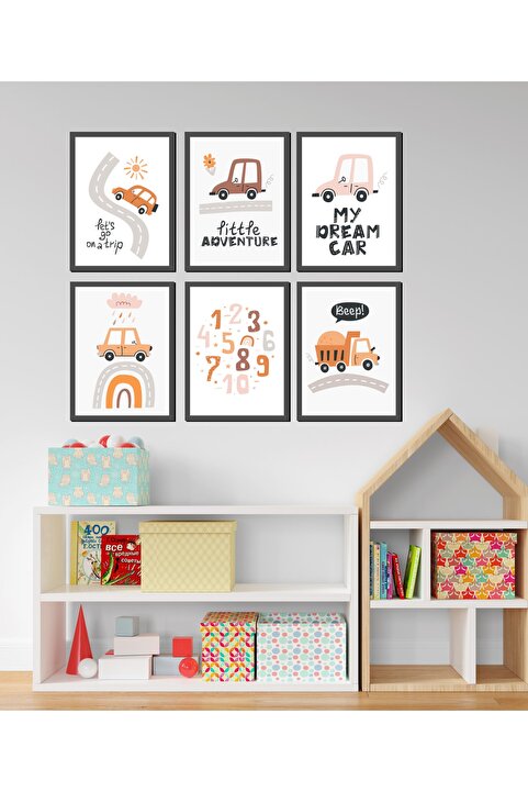 woody toys Erkek Çocuk Odası 6'lı Mdf Tablo Set 15x20