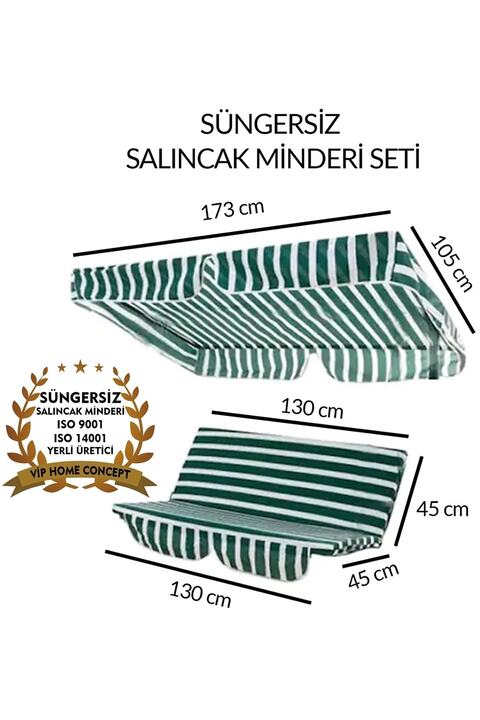 Vip Home Concept Market Ürünleri Gölgelikli 2 Kişilik Salıncak Minder Kılıfı (süngersiz) Yeşil-beyaz
