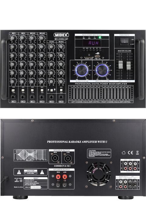 Midex Mx-2350u Ekolayzer'lı Stereo Power Mikser Anfi 2x350 Watt 4-16 Ohm