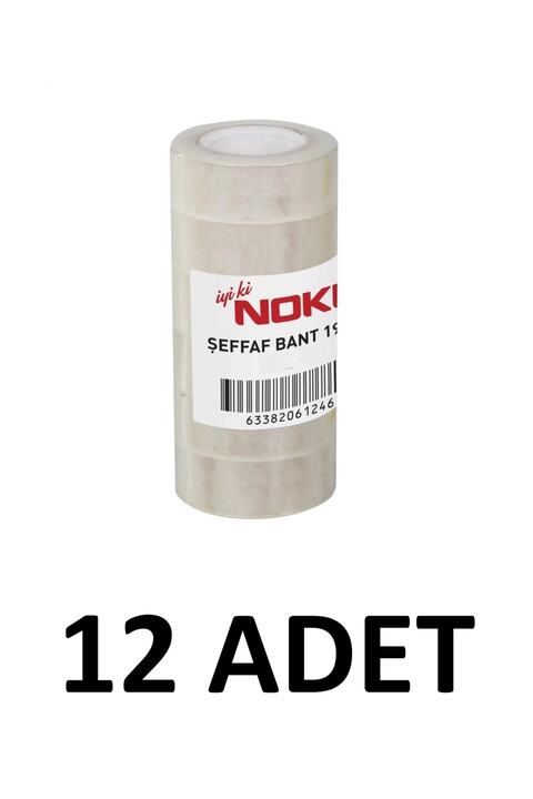 Noki 12 Adet Kristal Büro Bandı 19mm X 33 Metre Para Bandı