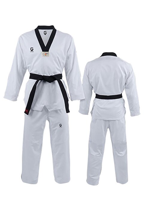 TOP GLORY Fitilli Siyah Yaka Taekwondo Elbisesi Dobok