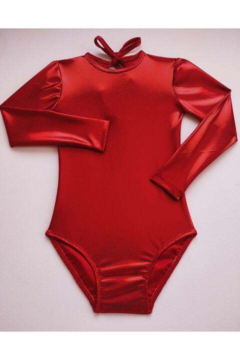 LULLY KİDS Lully Kıds Kız Çocuk Parlak Kırmızı Jimnastik Bale Leotard Body Mayo