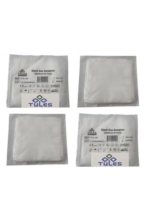 Tules Medikal Tules Steril Hidrofil Gazlı Bez Kompres 30x80 Cm 10 Paket ( bir pakette iki adet bulunur.)
