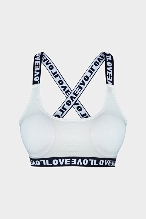 HNX Beyaz Love Lastikli Çapraz Askılı Sporcu Sütyen