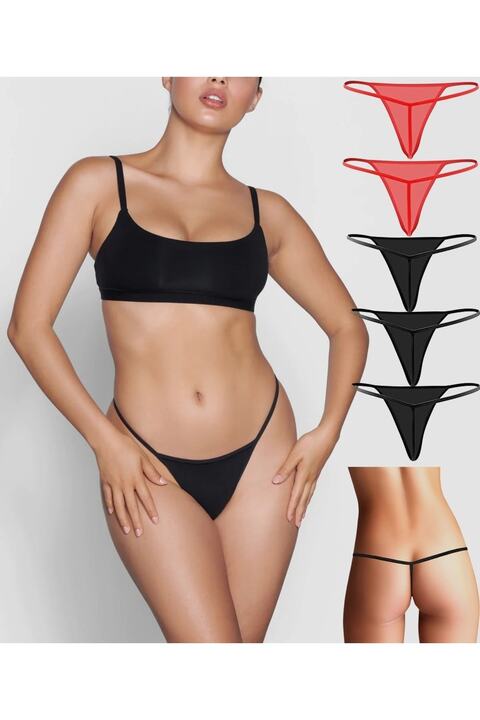 GECKO COLLECTION Kadın Külot Tanga T-string Ipli Ip Lastikli 5 Adet