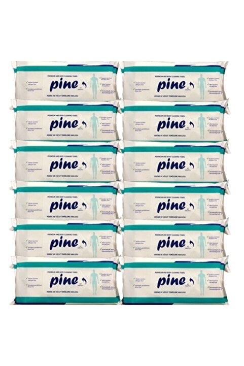 Pine Alkolsüz Hasta Perine Ve Vücut Temizleme Havlusu 50 li X 12 Paket