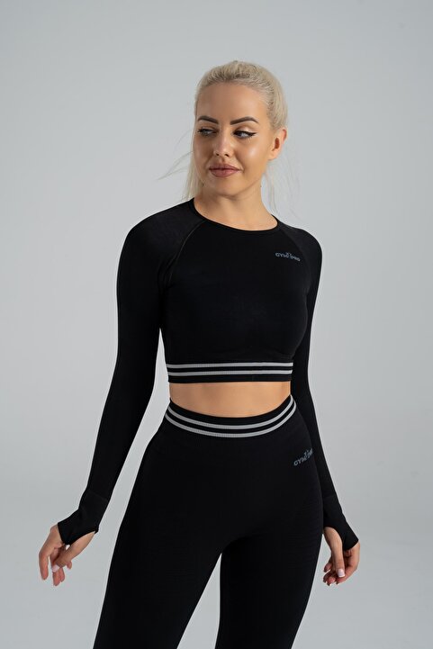 GYMXPRO Dikişisiz Seamless Sporcu Fitness Uzun Kollu Crop