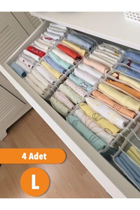 Serstil 4 Adet - Large 8 Gözlü Çekmece Içi Düzenleyici Organizer 27 X 35 X 17