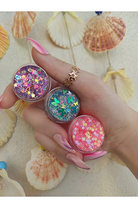 hbtasarim Glitter Far Jel Far 3lu Parlak Glitter