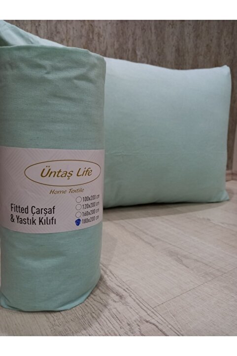 üntaş Üntaş life mint yeşili 100x200 tek kişilik lastikli çarşaf+1 adet yastık kılıfı ecmintyşl100