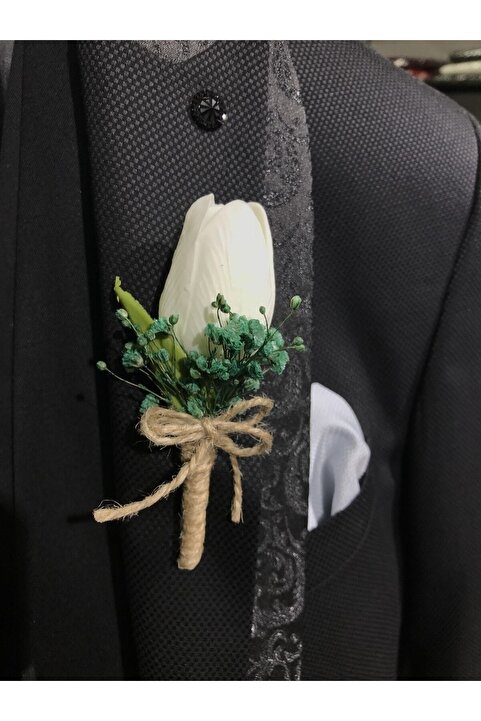 araslar Yeşil Lale Yaka Çiçeği- Damat Çiçeği - Sağdıç Çiçeği – Yaka Iğnesi – Yaka Iğnesi