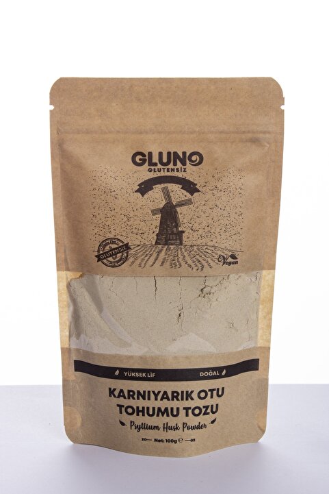 Gluno Glutensiz Karnıyarık Otu Tohumu Tozu - Psyllium 100g