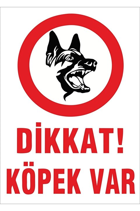 Yıldırım Dikkat Köpek Var Levhası A4 Boyutu Folyo Baskı 35x 50 cm