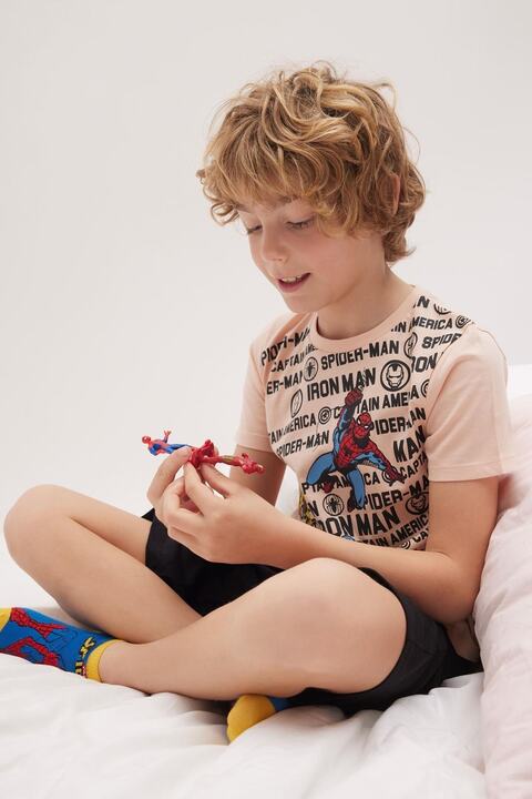 Defacto Erkek Çocuk Marvel Comics Kısa Kollu Şortlu Pijama Takım