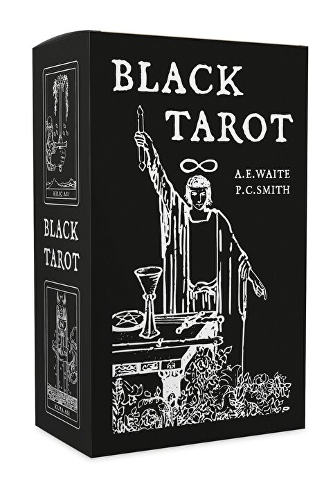 Ekorp Kitap Black Tarot - 78 Kartlık Deste ve Tarot'un Görsel Anahtarı Mini Rehber - Rider-Waite Siyah Baskı