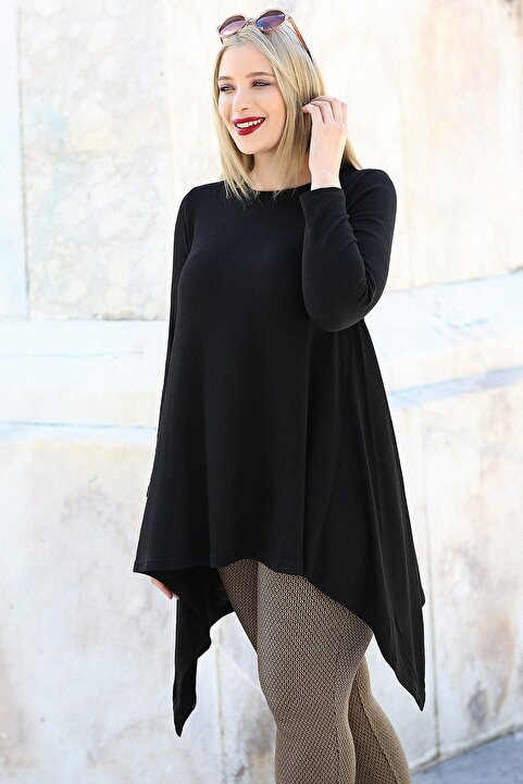 Curvy Trend Etek Verev Uç Uzun Kol Tunik