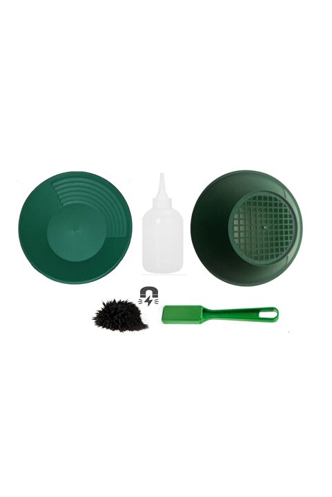 Hdg Yeşil Gold Pan Altın Eleği Tavası Dev Kit - Gold Pan Gold Pan Süzgeç Mıknatıslı Çubuk Şişe
