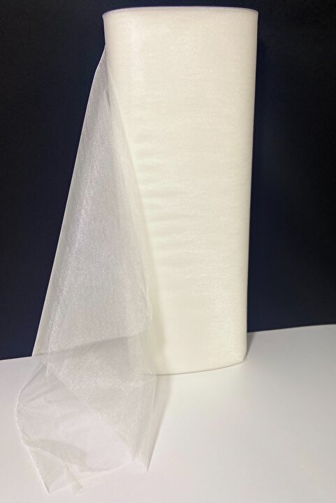 ZEYMERADE Krem Bohça Süsleme Tülü, Nişan Bohça Süsü, Kapı Doğum Günü Parti Süsleme Tülü, 100x300cm