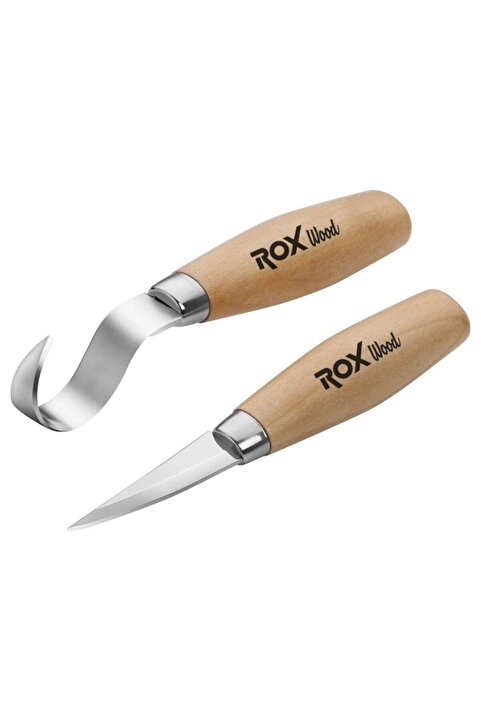 Rox Wood 4505 Ahşap Kaşık Kuksa Oyma Bıçak Seti 2 Parça