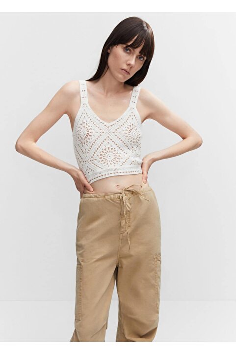 MANGO Kroşe Cropped Bluz