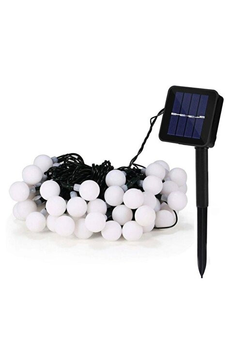Mighty Opak Güneş Enerjili 7 Metre 50 Led Sarı Bahçe Teras Parti Balkon Süsü Aydınlatma Lambası
