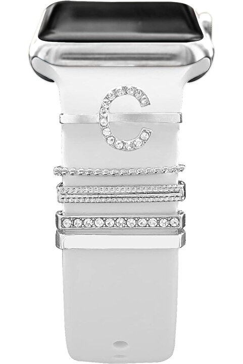 mimtec Apple Watch Uyumlu Harfli Charm Aksesuar Tüm Seriye Uyumlu Akıllı Saay Charm C